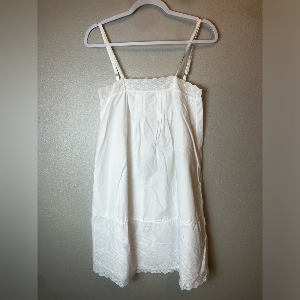 Dosa 100% Organic Cotton White Antique Slip with Lace and eyelet detailing Sz 2